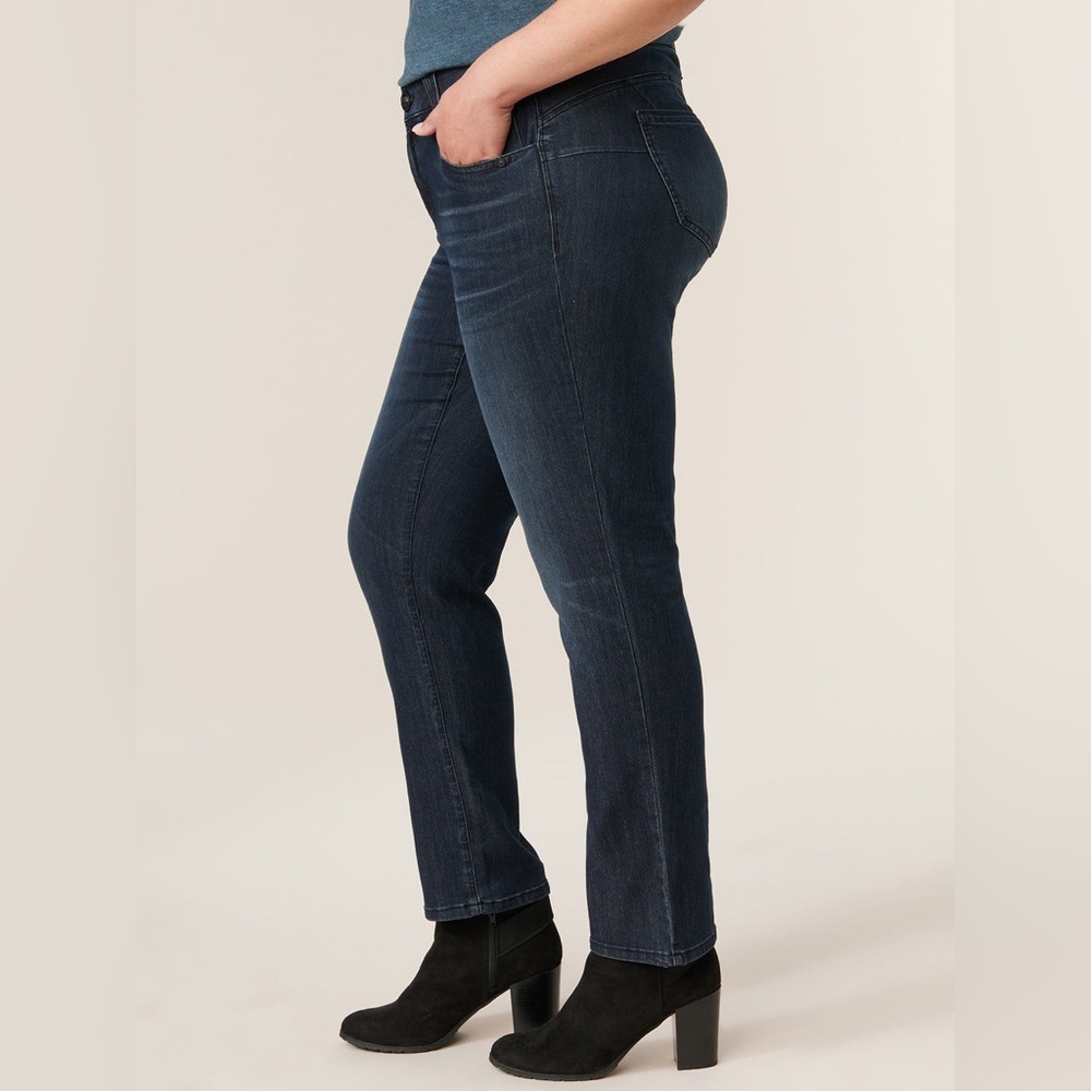 Ab"solution® Mid Rise Dark Indigo Straight Leg Plus Jeans size 20W - Picture 3 of 10